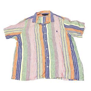 Polo Ralph Lauren Men’s XXL Classic Fit Candy Striped Linen Camp Shirt
